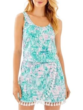 Lilly Pulitzer Jarrett Romper Bright Agate Green Camelflage XS-Small